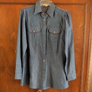 Classic Blue Denim Button Down Shirt